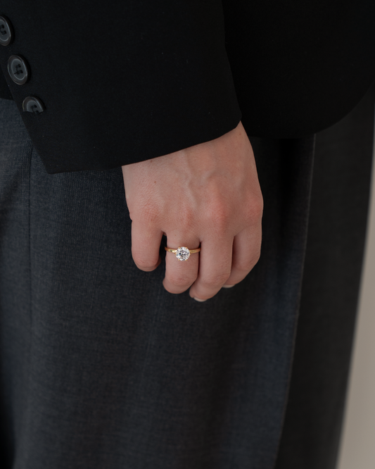 Round Solitaire Lab-grown Diamond Ring - 14K Yellow Gold (1 ct.)