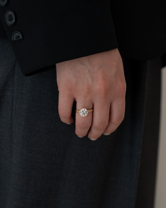 Round Solitaire Lab-grown Diamond Ring - 14K Yellow Gold (2 ct.)