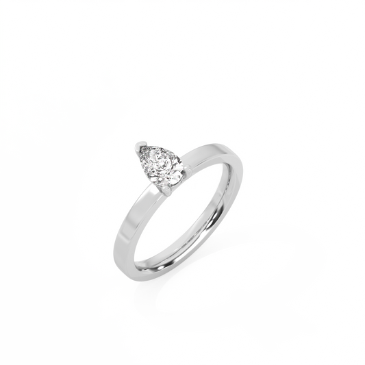 Pear Solitaire Lab-grown Diamond Ring - 14K White Gold (0.5 ct.)