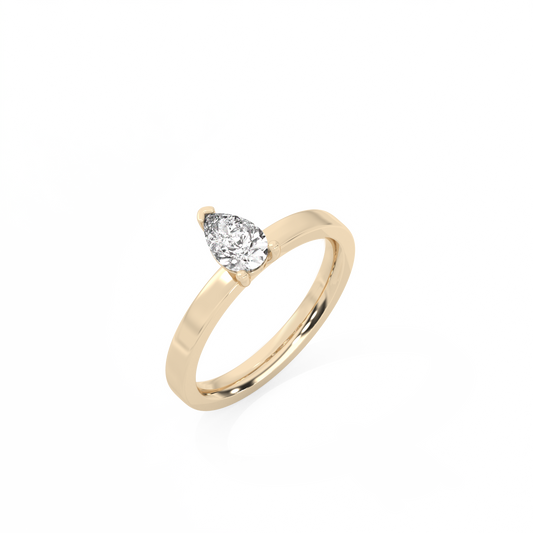 Pear Solitaire Lab-grown Diamond Ring - 14K Yellow Gold (0.5 ct.)