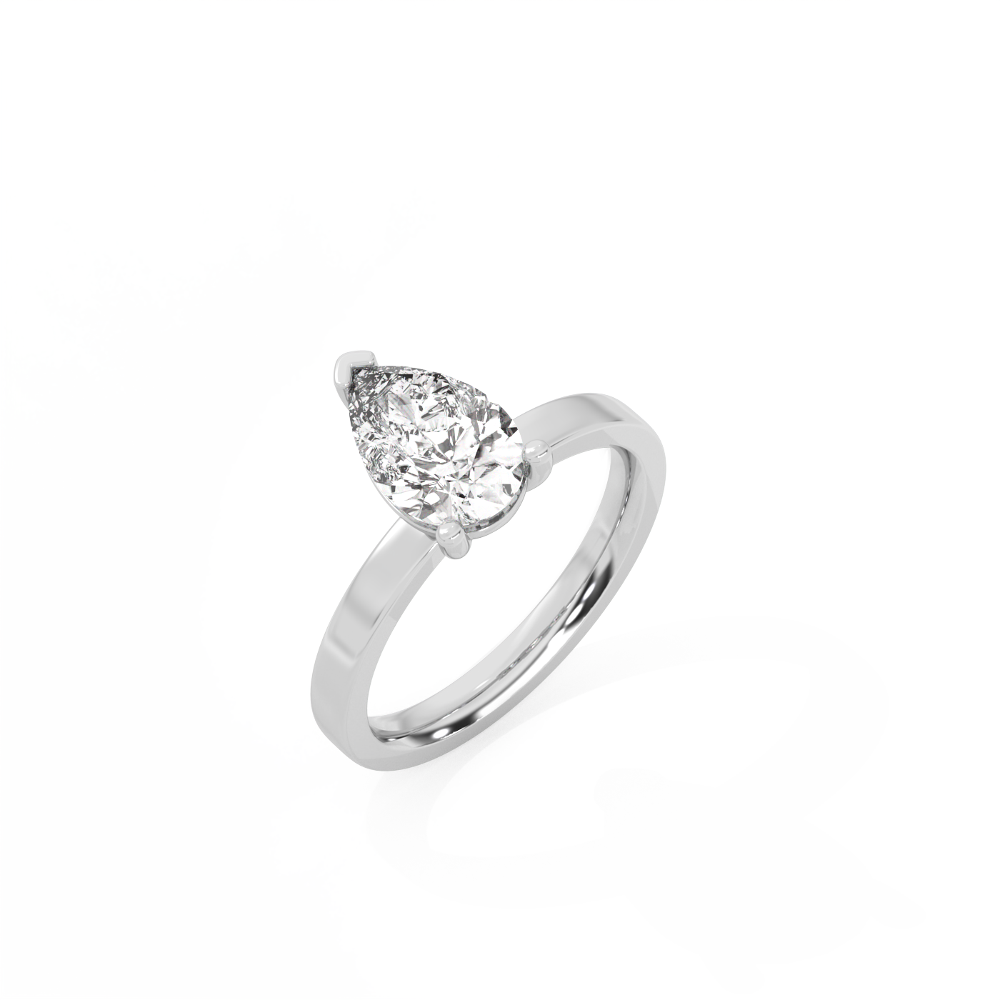 Pear Solitaire Lab-grown Diamond Ring - 14K White Gold (1.5 ct.)