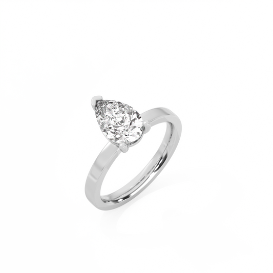 Pear Solitaire Lab-grown Diamond Ring - 14K White Gold (1.5 ct.)