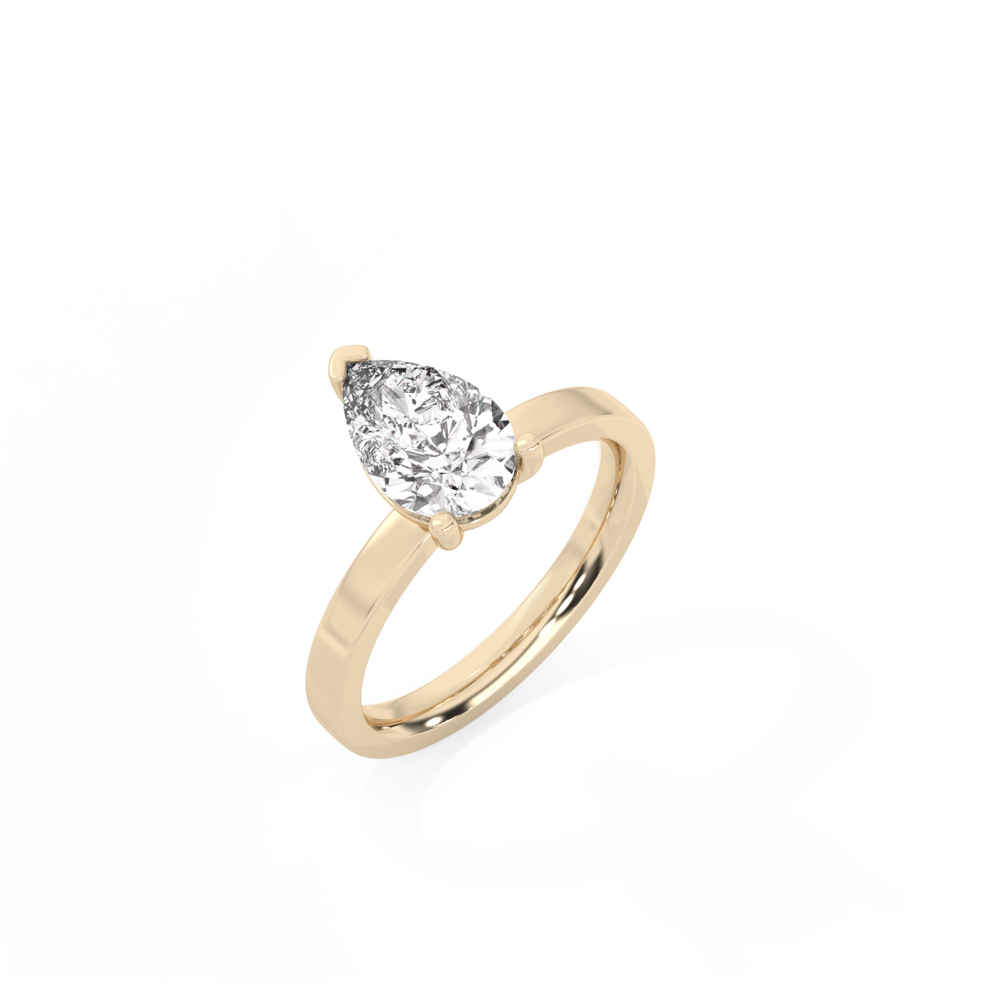 Pear Solitaire Lab-grown Diamond Ring - 14K Yellow Gold (1.5 ct.)