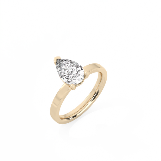 Pear Solitaire Lab-grown Diamond Ring - 14K Yellow Gold (1.5 ct.)