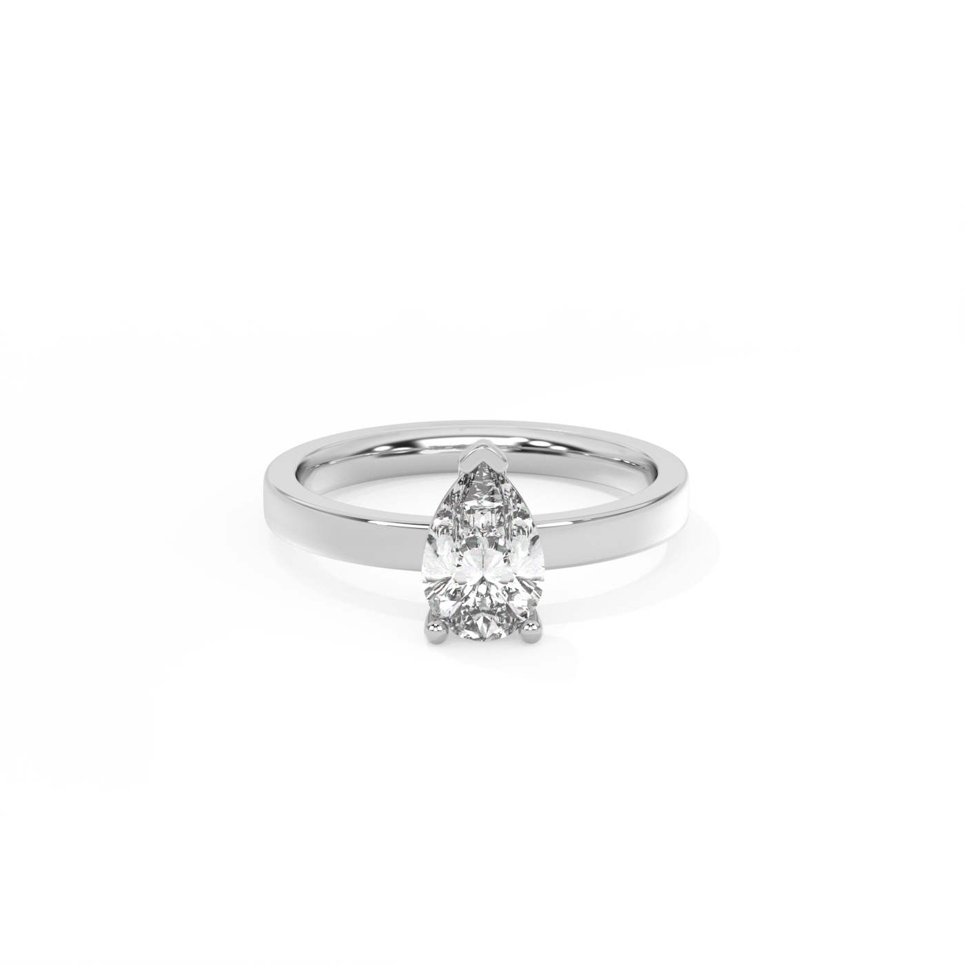 Pear Solitaire Lab-grown Diamond Ring - 14K White Gold (1 ct.)