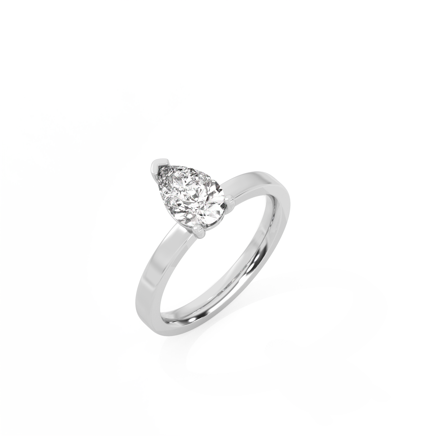Pear Solitaire Lab-grown Diamond Ring - 14K White Gold (1 ct.)