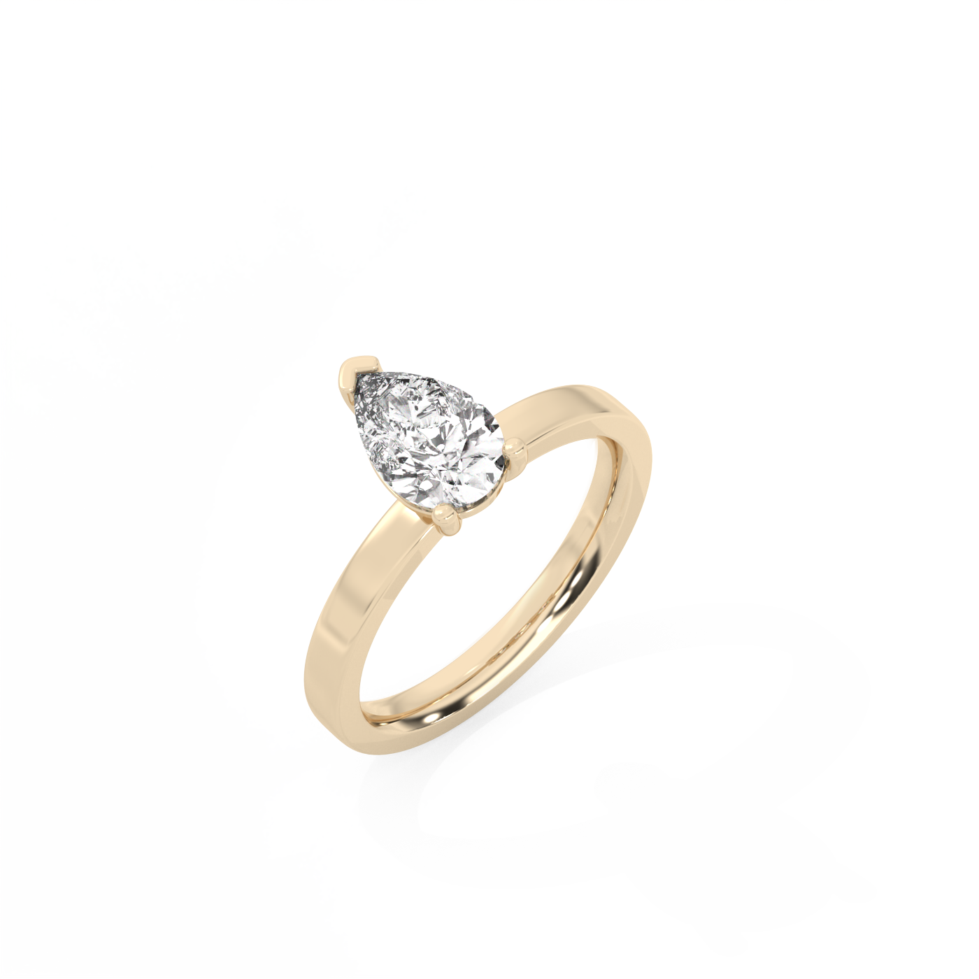 Pear Solitaire Lab-grown Diamond Ring - 14K Yellow Gold (1 ct.)