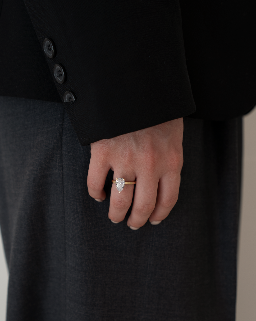 Pear Solitaire Lab-grown Diamond Ring - 14K Yellow Gold (2 ct.)