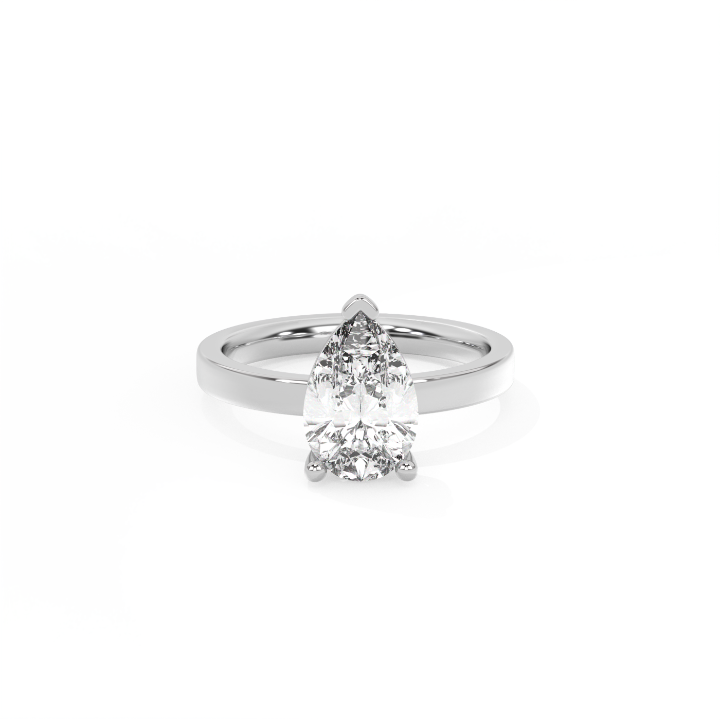 Pear Solitaire Lab-grown Diamond Ring - 14K White Gold (2 ct.)