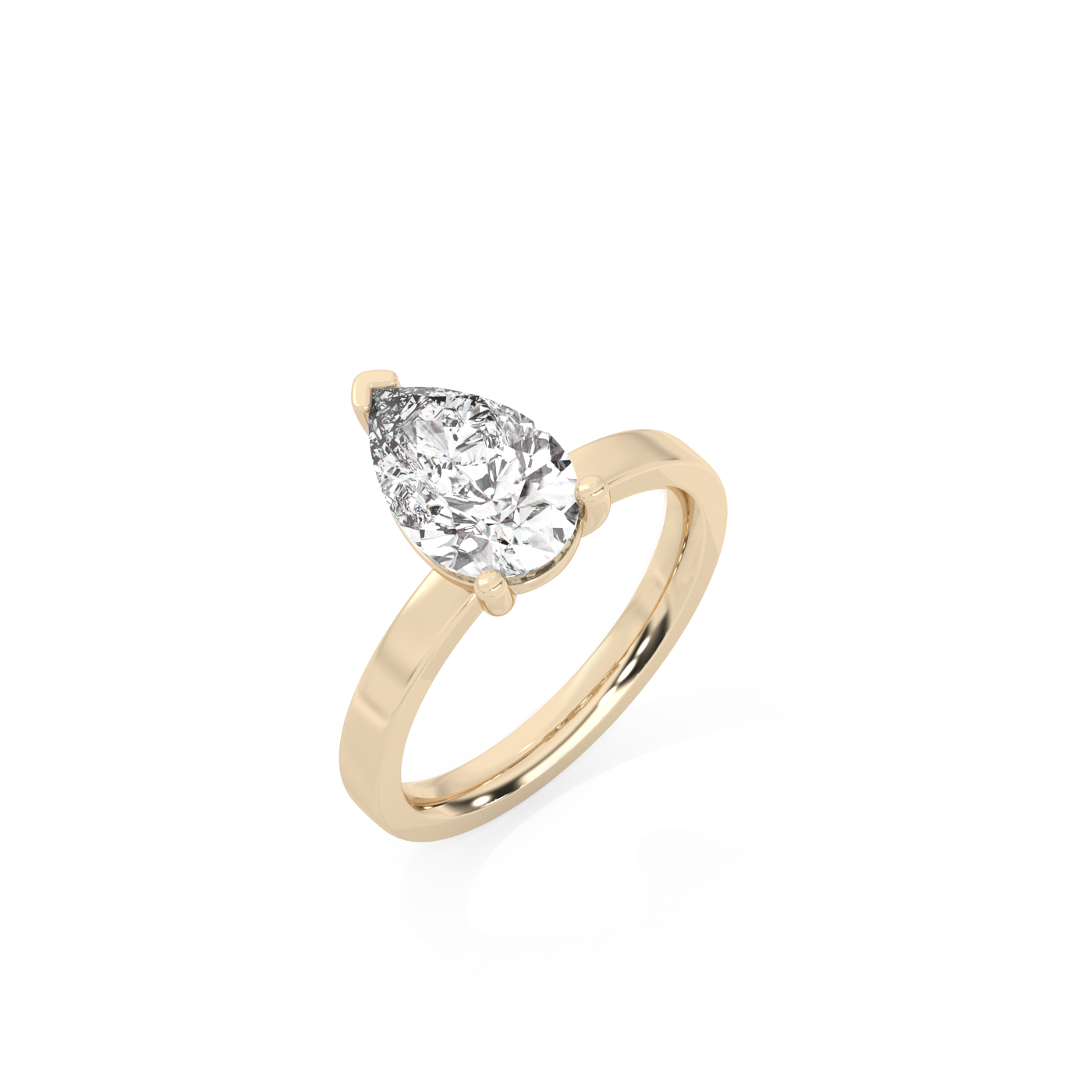 Pear Solitaire Lab-grown Diamond Ring - 14K Yellow Gold (2 ct.)