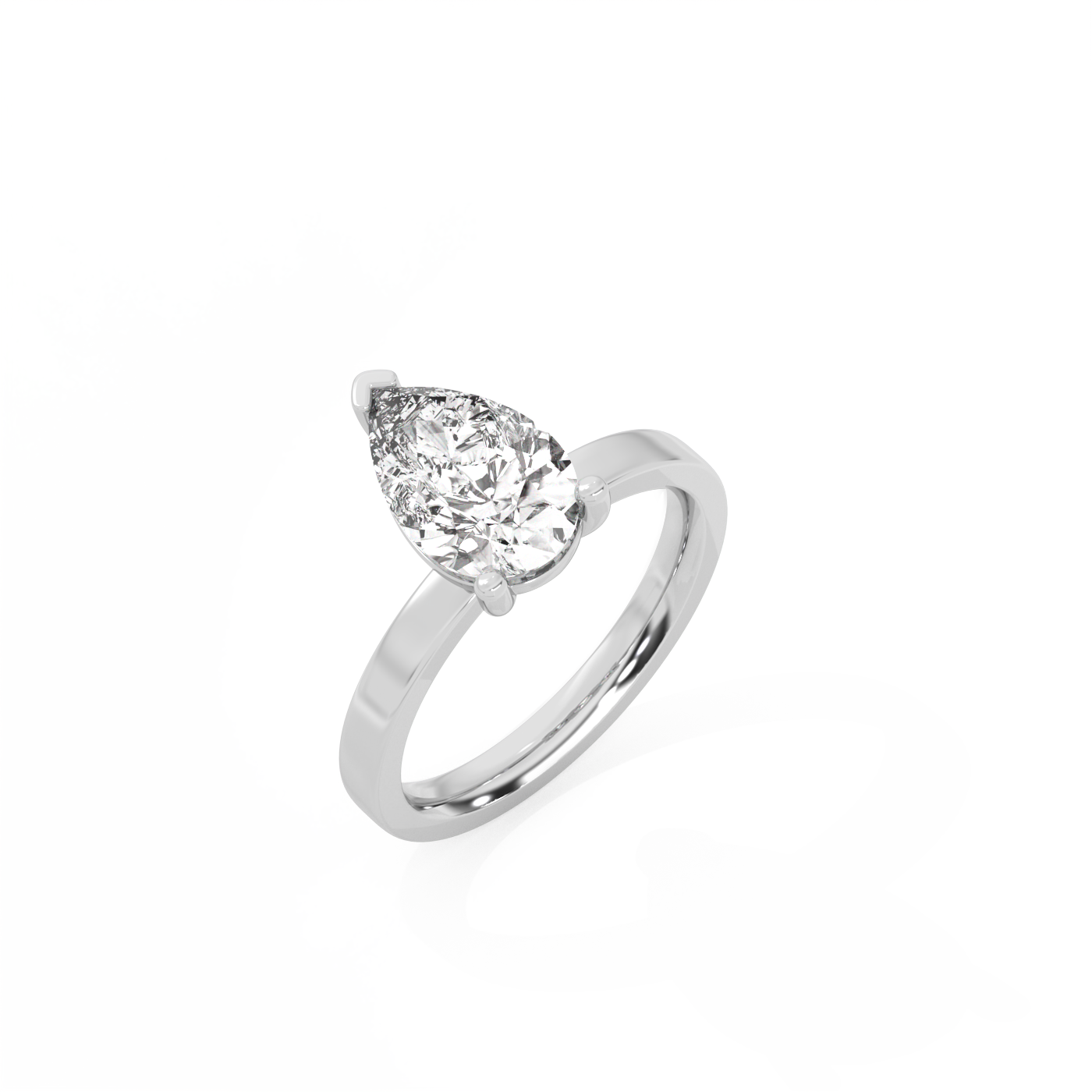 Pear Solitaire Lab-grown Diamond Ring - 14K White Gold (2 ct.)
