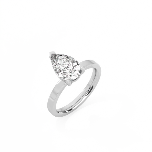 Pear Solitaire Lab-grown Diamond Ring - 14K White Gold (2 ct.)
