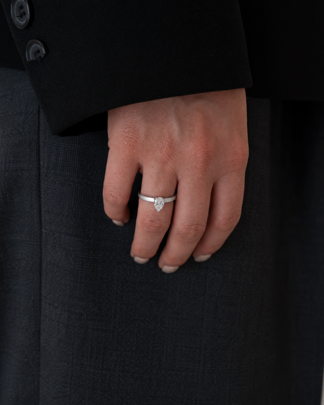 Pear Solitaire Lab-grown Diamond Ring - 14K White Gold (0.5 ct.)