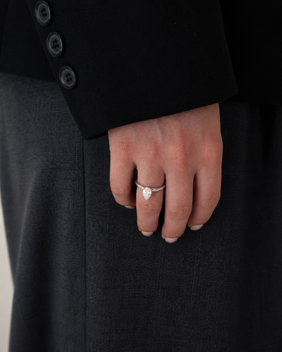 Pear Solitaire Lab-grown Diamond Ring - 14K White Gold (1 ct.)