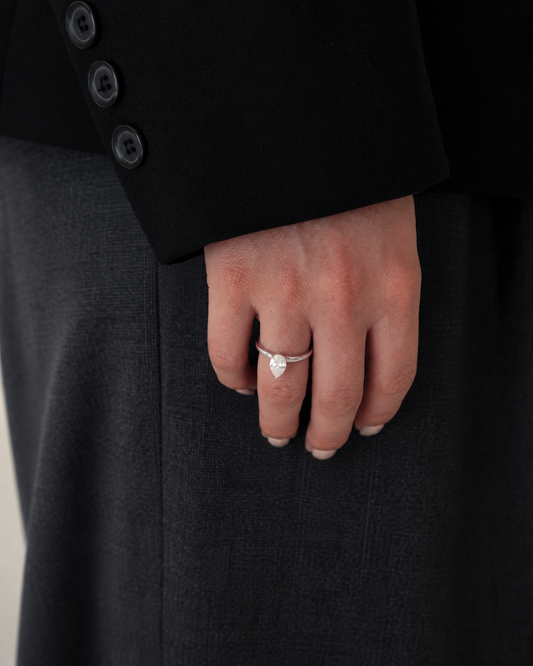 Pear Solitaire Lab-grown Diamond Ring - 14K White Gold (1 ct.)
