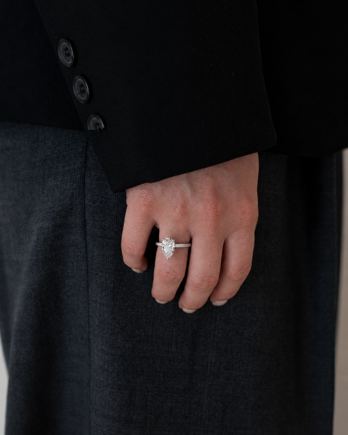 Pear Solitaire Lab-grown Diamond Ring - 14K White Gold (2 ct.)