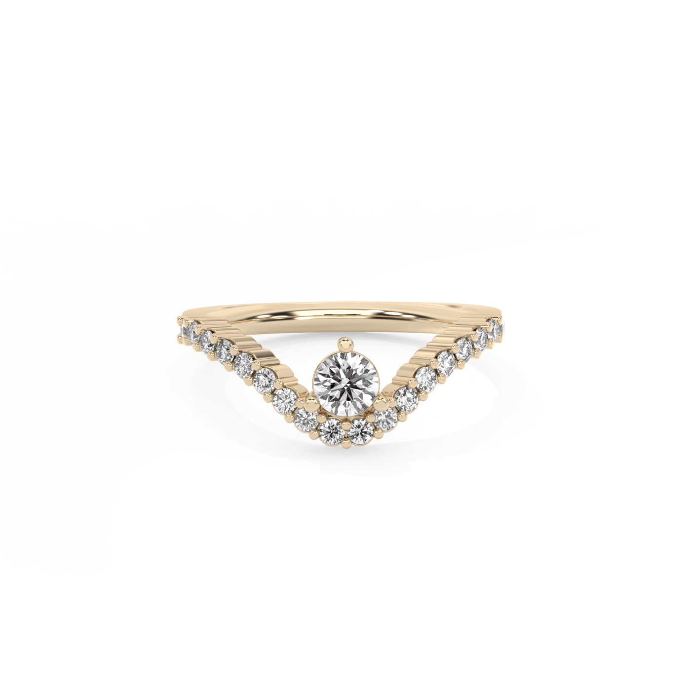 Round Pavé Lab-grown Diamond Ring - 14K Yellow Gold (0.57 ct.)