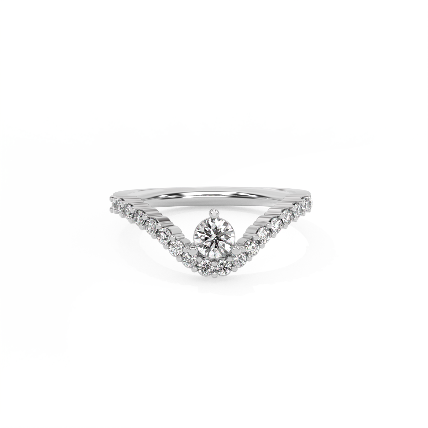 Round Pavé Diamond Ring - 14K White Gold (0.57 ct.)
