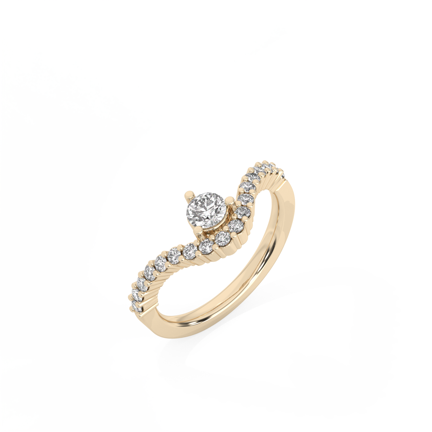 Round Pavé Lab-grown Diamond Ring - 14K Yellow Gold (0.57 ct.)