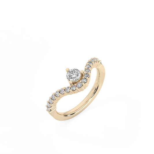 Round Pavé Lab-grown Diamond Ring - 14K Yellow Gold (0.57 ct.)