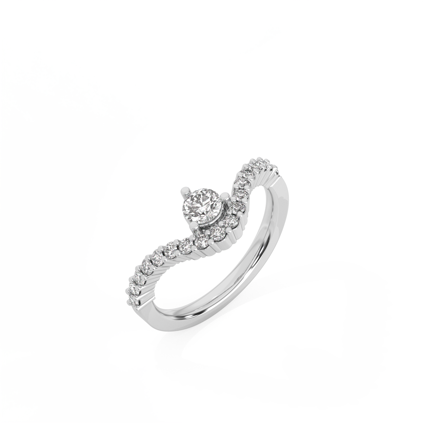 Round Pavé Diamond Ring - 14K White Gold (0.57 ct.)