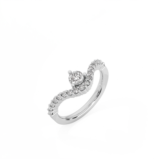 Round Pavé Lab-grown Diamond Ring - 14K White Gold (0.57 ct.)