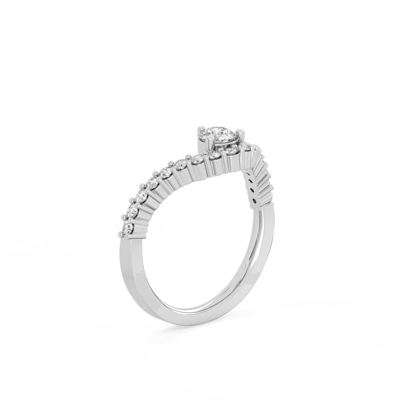 Round Pavé Diamond Ring - 14K White Gold (0.57 ct.)