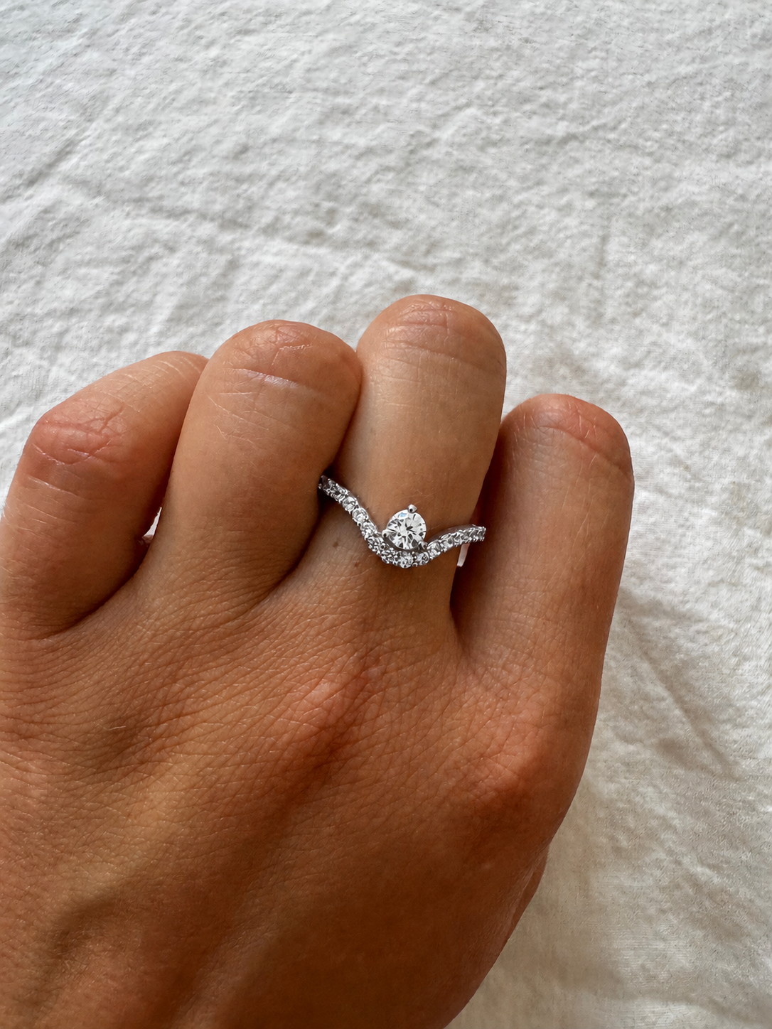 Round Pavé Diamond Ring - 14K White Gold (0.57 ct.)