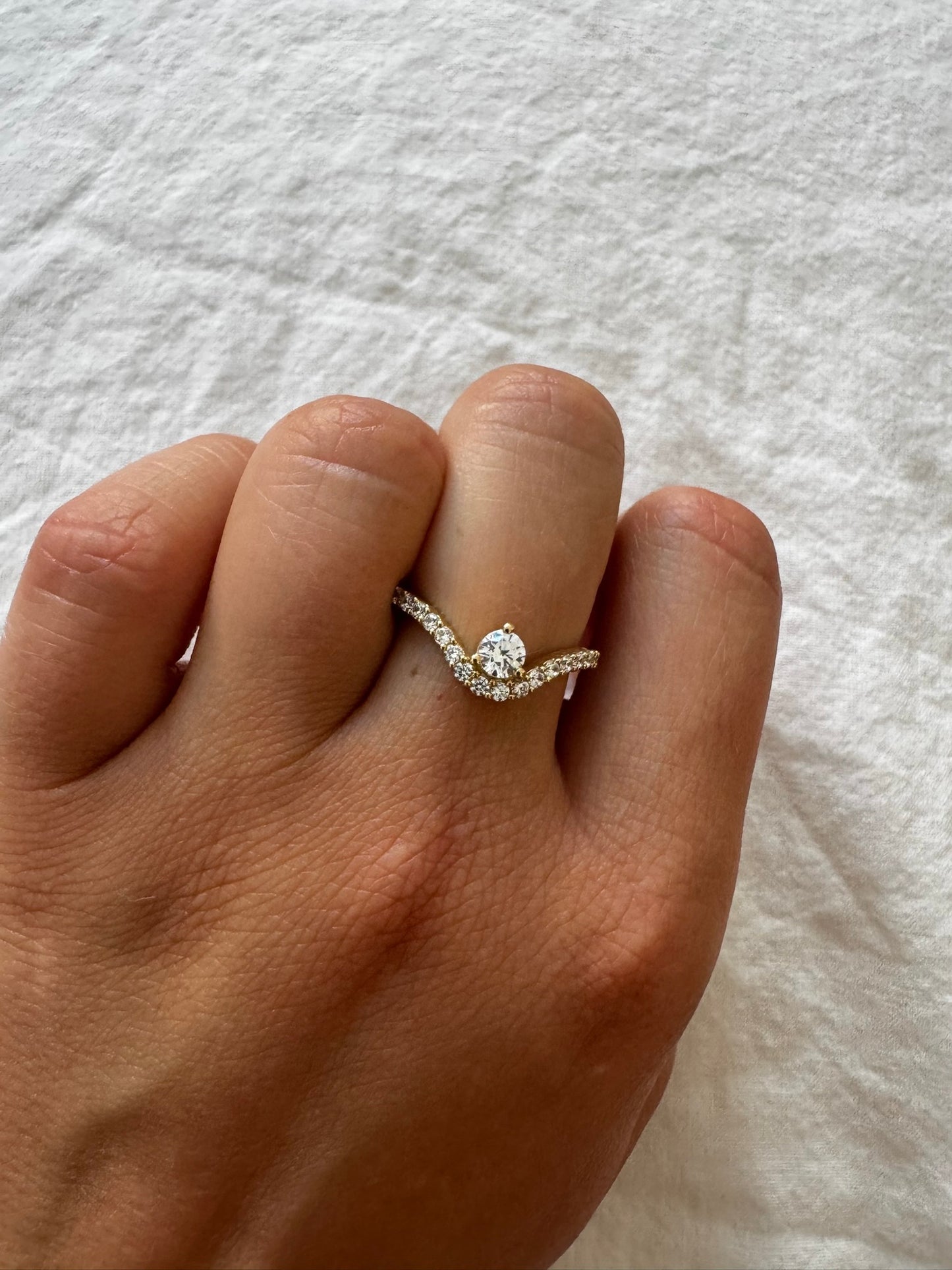 Round Pavé Lab-grown Diamond Ring - 14K Yellow Gold (0.57 ct.)