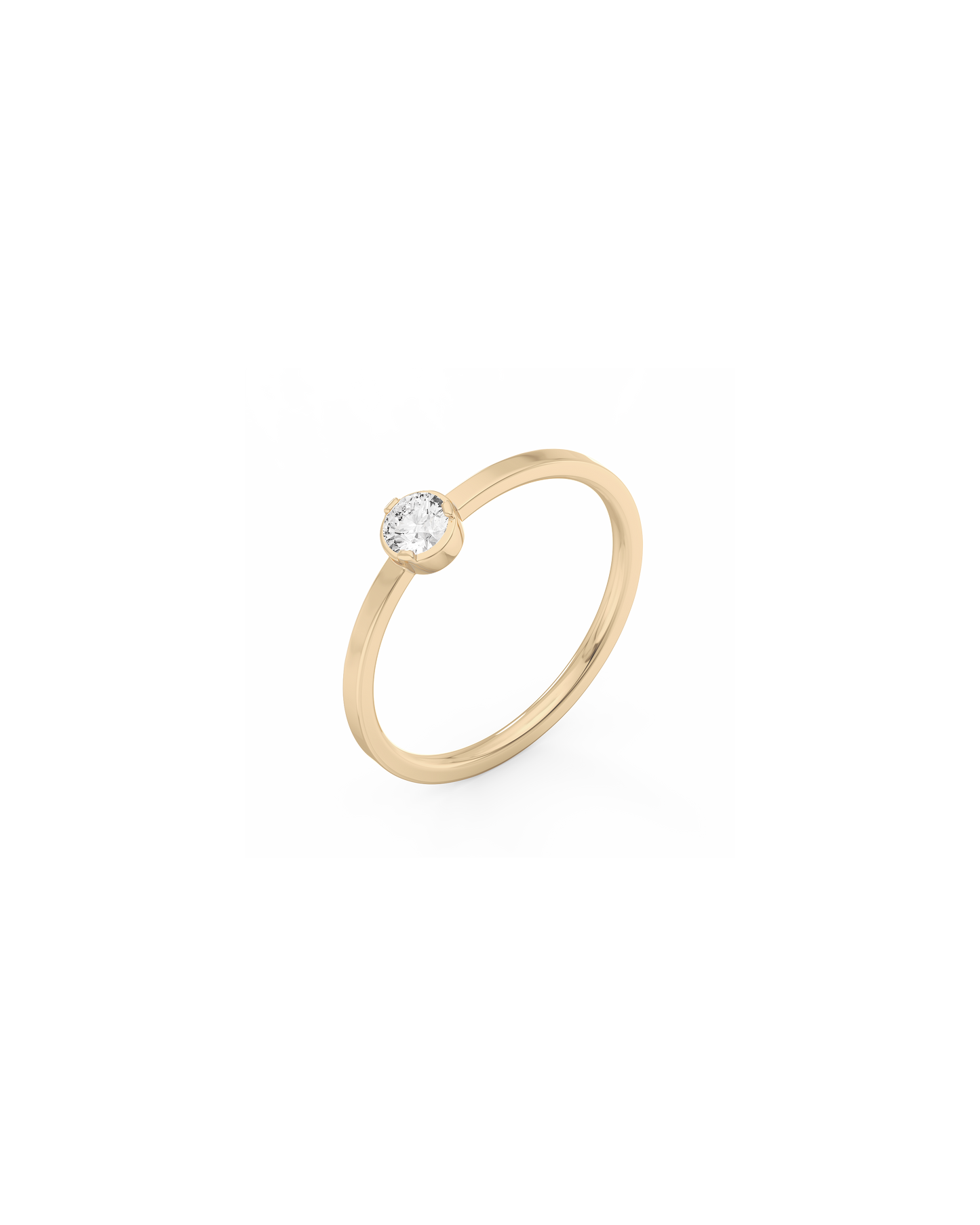 Medium Solitaire Bezel Diamond Ring 14K Gold (0.17 ct.)