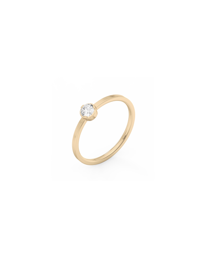 Medium Solitaire Bezel Diamond Ring 14K Gold (0.17 ct.)