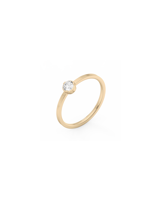 Medium Solitaire Bezel Diamond Ring 14K Gold (0.17 ct.)