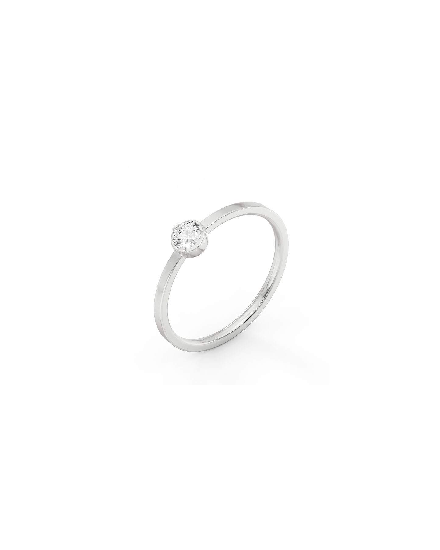 Medium Solitaire Bezel Diamond Ring 14K Gold (0.17 ct.)