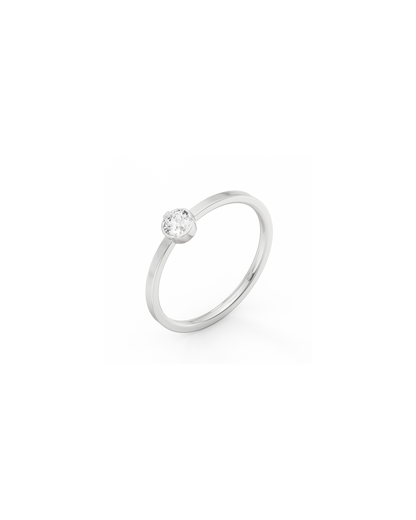 Medium Solitaire Bezel Diamond Ring - 14K White Gold (0.17 ct.)