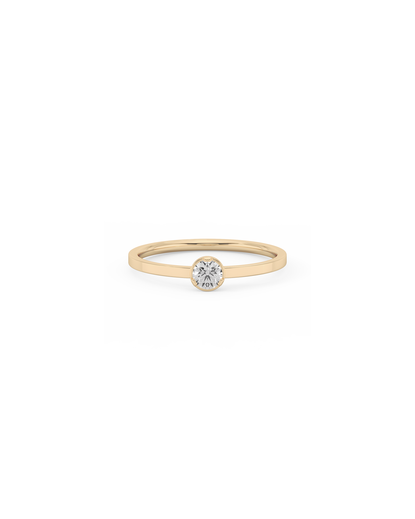 Medium Solitaire Bezel Diamond Ring 14K Gold (0.17 ct.)