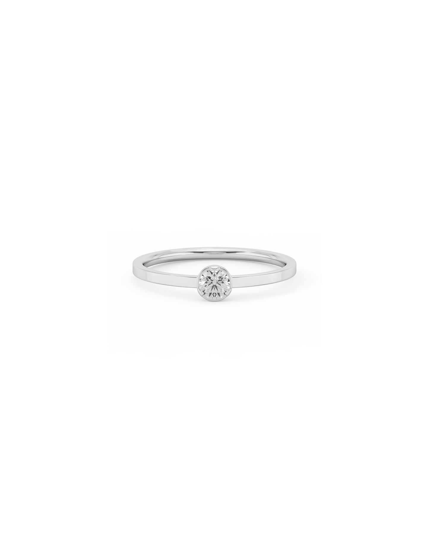 Medium Solitaire Bezel Diamond Ring 14K Gold (0.17 ct.)