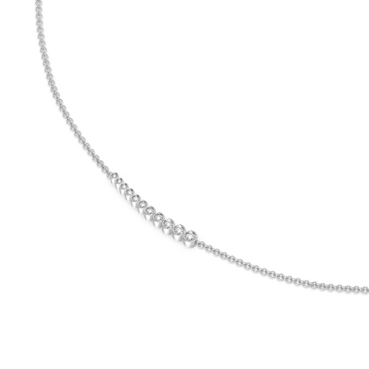 Tiny Bezel Tennis Lab-grown Diamond Necklace - 14K White Gold (0.11 ct.)