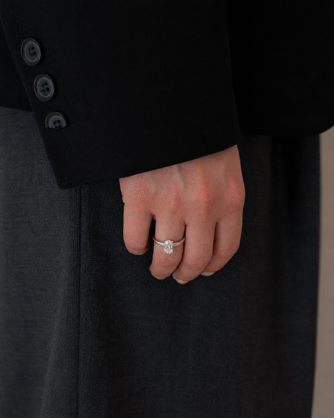 Oval Solitaire Lab-grown Diamond Ring - 14K White Gold (1 ct.)