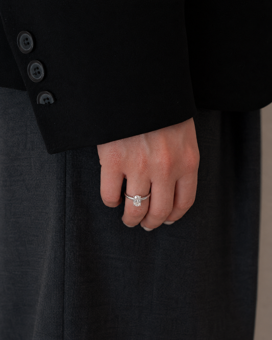 Oval Solitaire Lab-grown Diamond Ring - 14K White Gold (1 ct.)