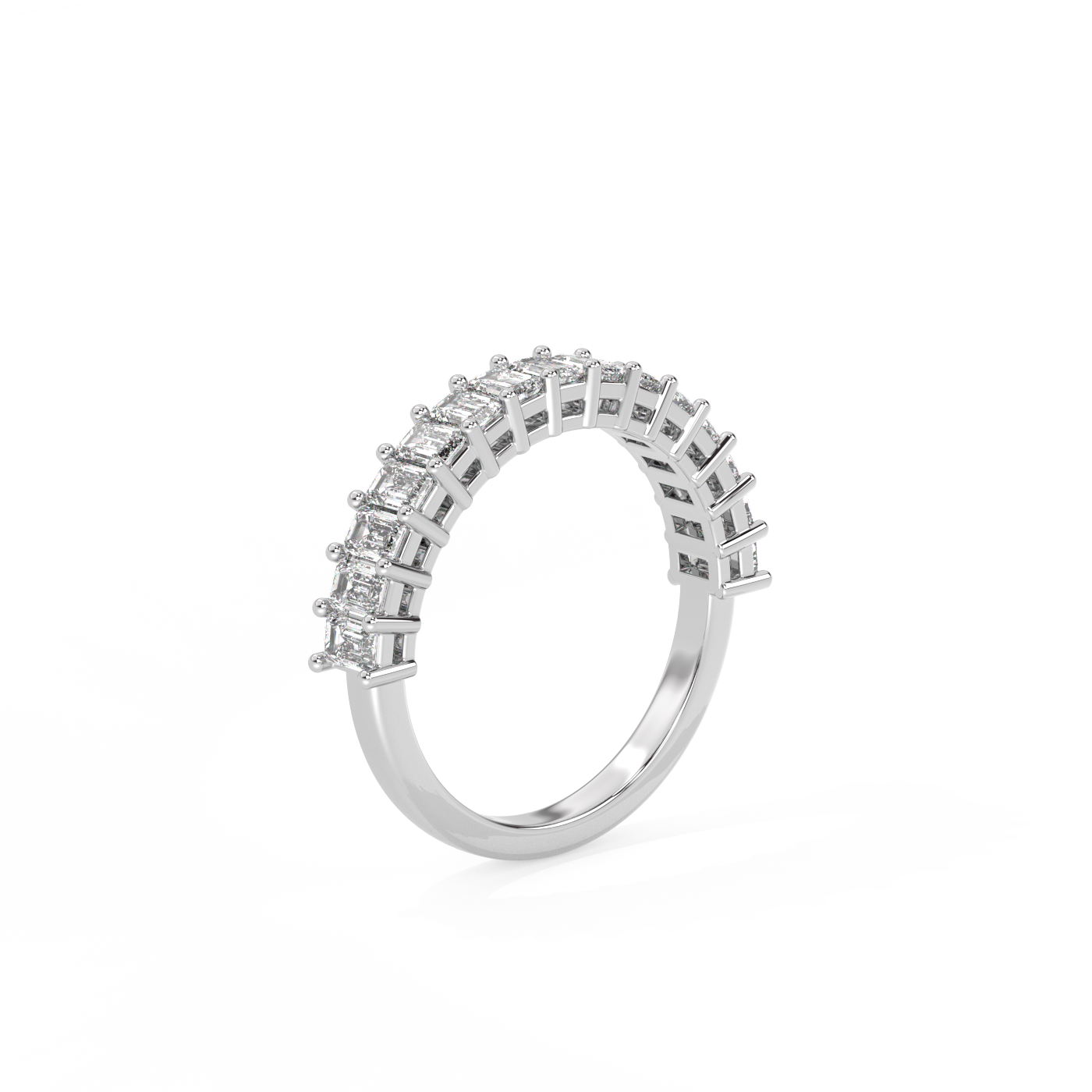 Eternity Emerald Diamond Ring - 14K White Gold (1.01 ct.)