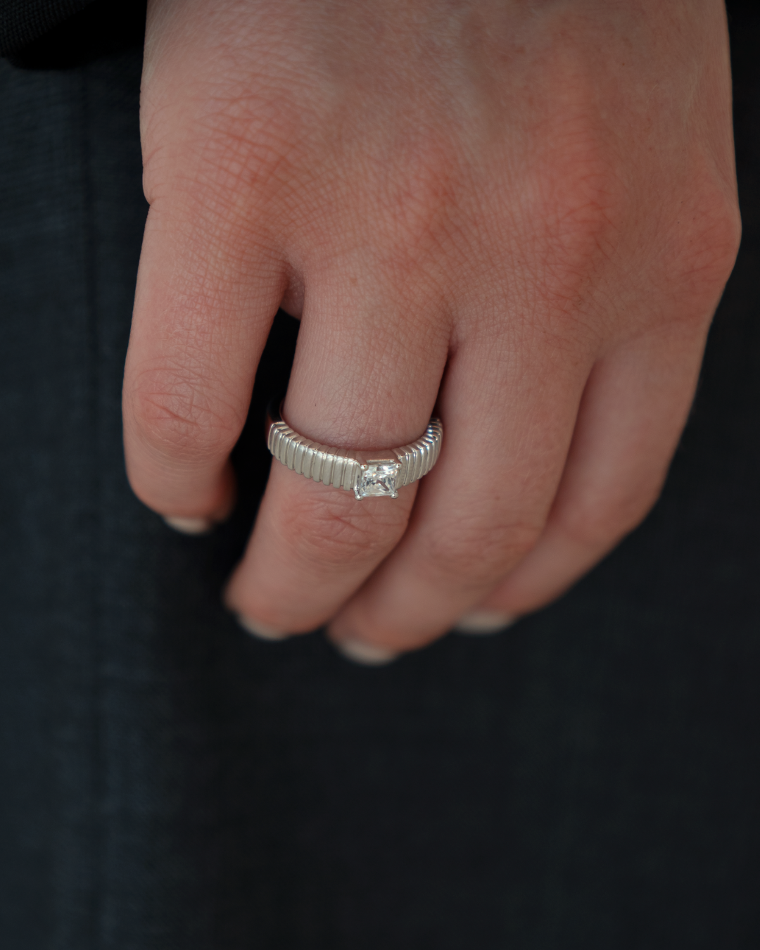 Statement Ribbed Diamond Ring - 14K White Gold (0.33 ct.)