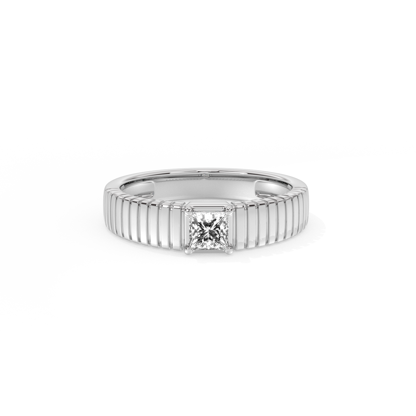 Statement Ribbed Diamond Ring - 14K White Gold (0.33 ct.)
