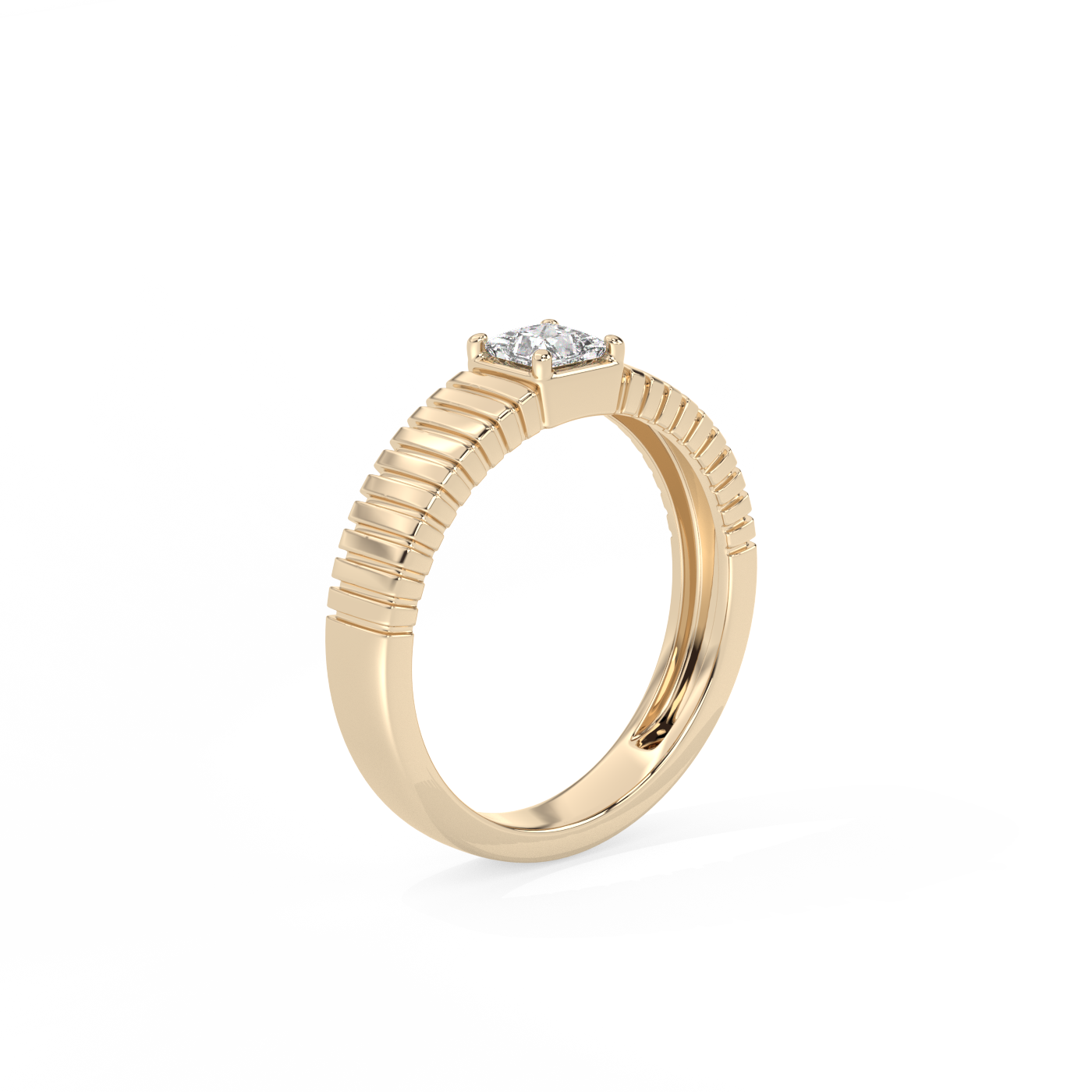 Statement Ribbed Lab-grown Diamond Ring - 14K Yellow Gold (0.33 ct.)