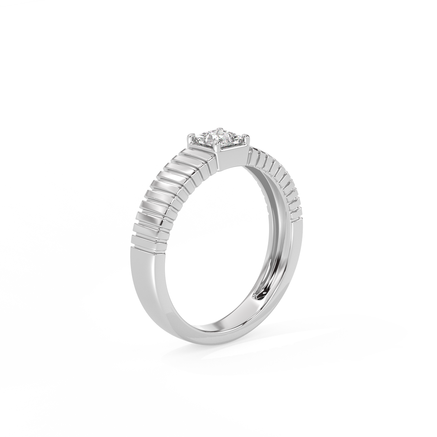Statement Ribbed Diamond Ring - 14K White Gold (0.33 ct.)