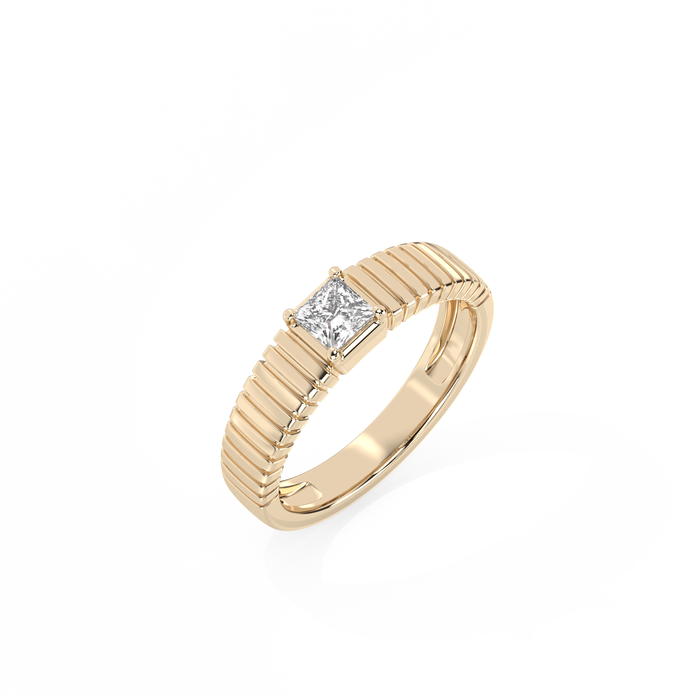 Statement Ribbed Lab-grown Diamond Ring - 14K Yellow Gold (0.33 ct.)