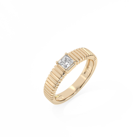 Statement Ribbed Lab-grown Diamond Ring - 14K Yellow Gold (0.33 ct.)