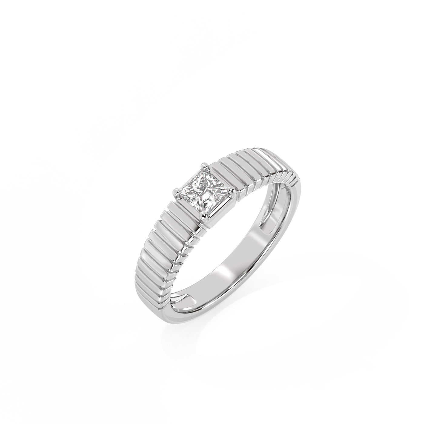 Statement Ribbed Diamond Ring - 14K White Gold (0.33 ct.)