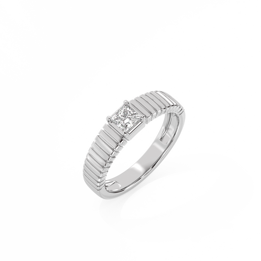 Statement Ribbed Lab-grown Diamond Ring - 14K White Gold (0.33 ct.)