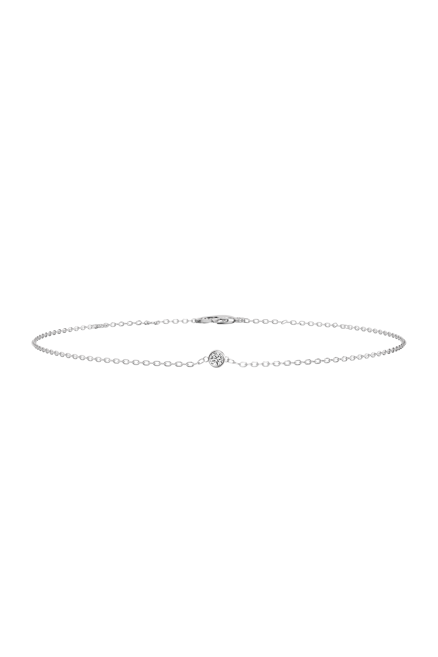 Bezel Lab-grown Diamond Bracelet - 14K White Gold (0.03 ct.)