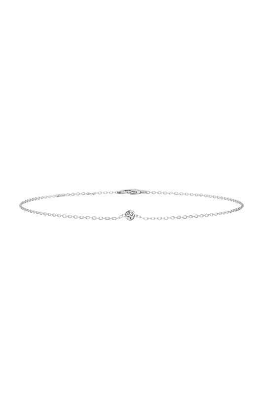 Bezel Lab-grown Diamond Bracelet - 14K White Gold (0.03 ct.)
